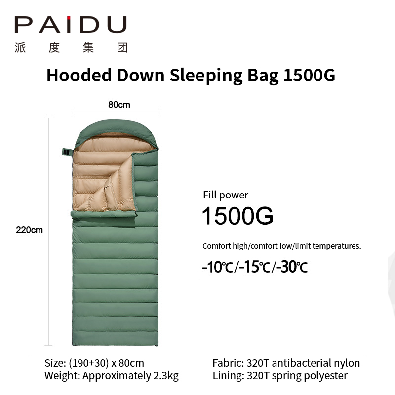 Paidu Down Sleeping Bag Adult Winter Thickening And Widening Cold Outdoor -30 Degrees Camping Four Seasons Universal
