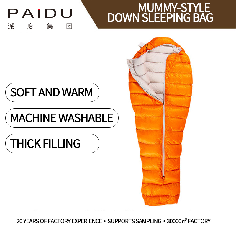 Paidu 210 * 75 * 40cm Outdoor Camping Lightweight Duck Down Sleeping Bag for Adult Self Driving Tour Four Seasons Camping Mountaineering Warm Mommy Down Sleeping Bag