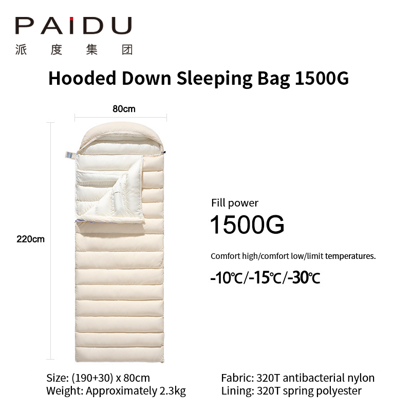 Paidu Down Sleeping Bag Adult Winter Thickening And Widening Cold Outdoor -30 Degrees Camping Four Seasons Universal