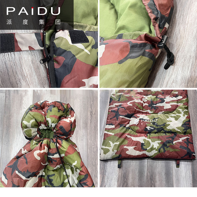 Paidu Sleeping Bag Spring And Autumn Camping Camping Windproof Warm Cotton Sleeping Bag Outdoor 170T Green Hooded Custom