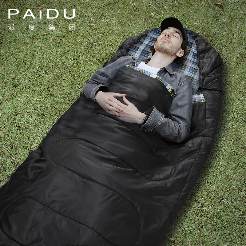Paidu 220 * 100cm Wholesale of large space winter flannel sleeping bags, outdoor camping and camping envelopes, splicing and thickening of warm sleeping bags