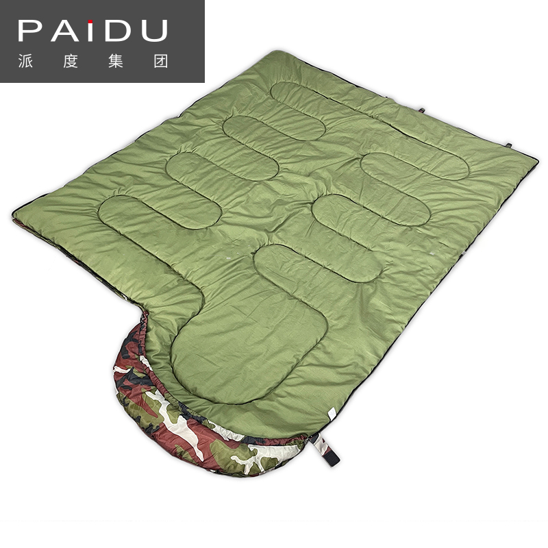 Paidu Sleeping Bag Spring And Autumn Camping Camping Windproof Warm Cotton Sleeping Bag Outdoor 170T Green Hooded Custom