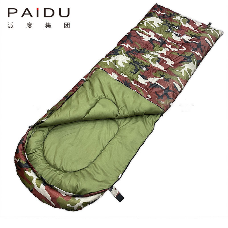 Paidu Sleeping Bag Spring And Autumn Camping Camping Windproof Warm Cotton Sleeping Bag Outdoor 170T Green Hooded