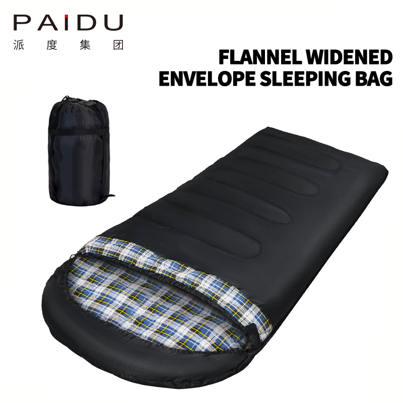 Paidu 220 * 100cm Wholesale of large space winter flannel sleeping bags, outdoor camping and camping envelopes, splicing and thickening of warm sleeping bags