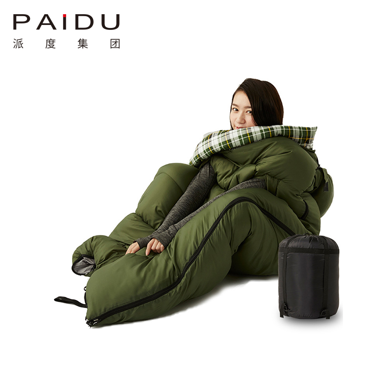 Paidu Envelope With Hat Sleeping Bag Manufacturers Wholesale Spring And Autumn Outdoor Four Seasons Adult Thickened Warm Lunch Ultra-Light Can Reach