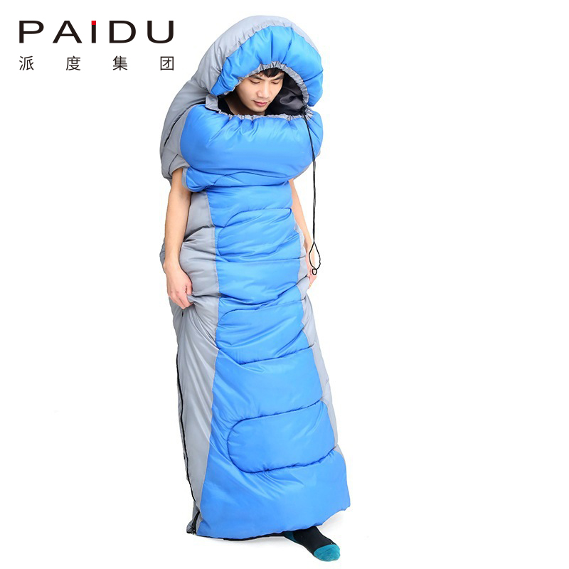 Paidu Envelope With Hat Sleeping Bag Manufacturers Wholesale Spring And Autumn Outdoor Four Seasons Adult Thickened Warm Lunch Ultra-Light Can Reach