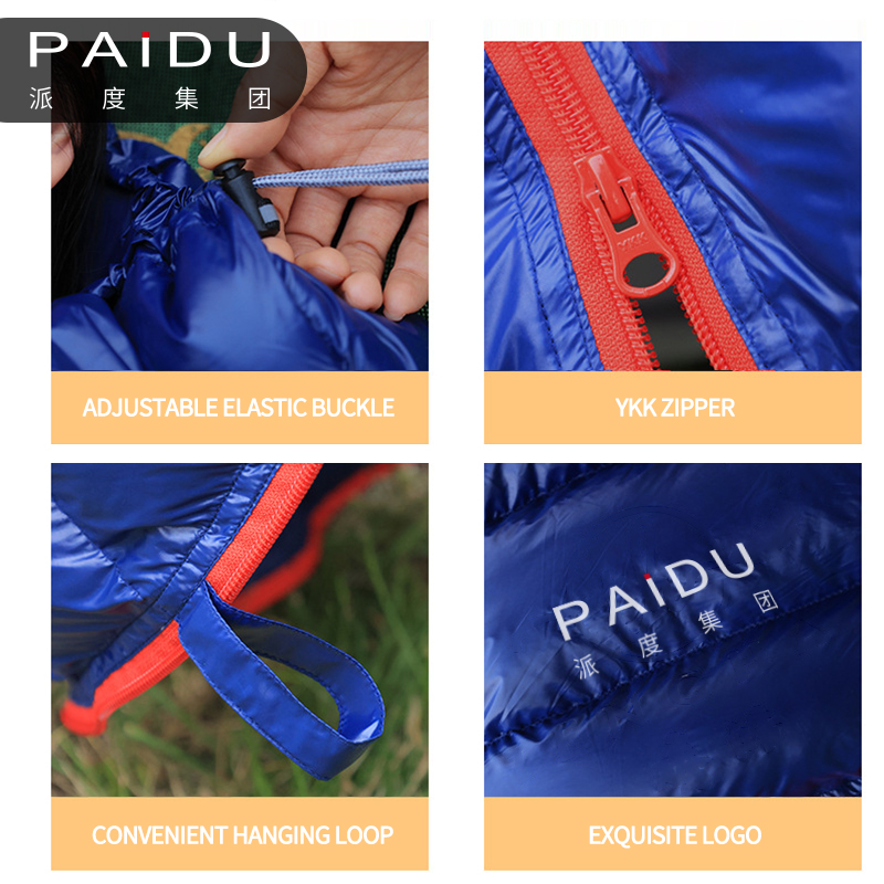 Paidu -5℃ Wholesale Lying Cicada Series Goose Down Sleeping Bag Ultra Light and Convenient Outdoor Splicing Double Camping Spring and Autumn Down Sleeping Bag