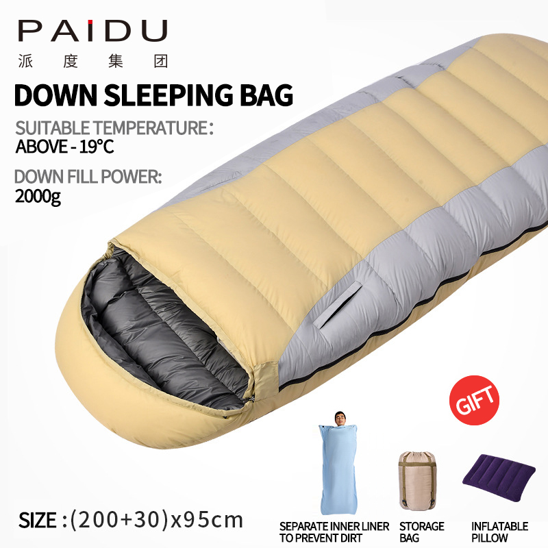 Paidu -30℃ Down Sleeping Bag for Adults Outdoor Winter Camping Adult Couples Plus Size Ultra Lightweight Carrying Duck Down Sleeping Bag