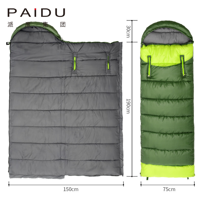 Paidu 220 * 75cm Outdoor Spring and Autumn Thick and Warm Indoor Lunch Rest Camping Two Couples Can Reach out and Splice Travel Dirt Isolation Cotton Sleeping Bag