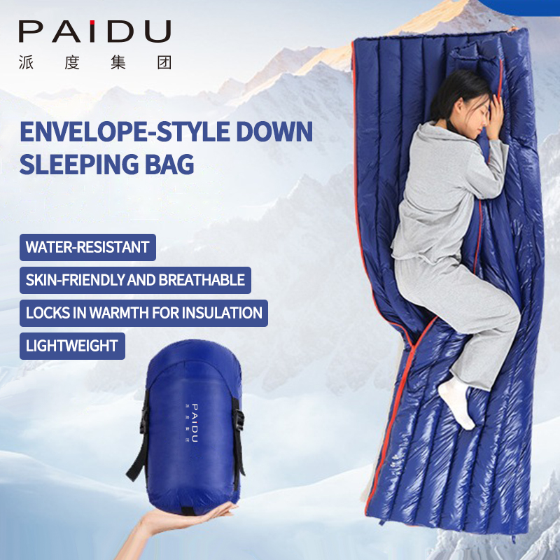 Paidu -5℃ Wholesale Lying Cicada Series Goose Down Sleeping Bag Ultra Light and Convenient Outdoor Splicing Double Camping Spring and Autumn Down Sleeping Bag