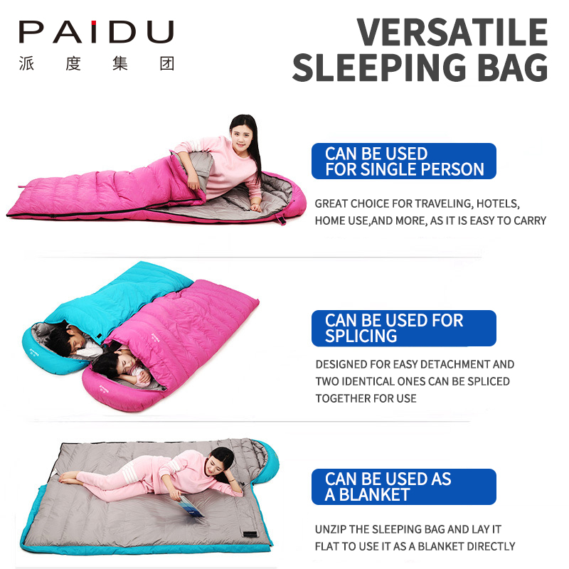 Paidu 0℃-10℃ Outdoor Down Sleeping Bag, Four Seasons Universal, Thickened and Warm White Goose Down Envelope, Lunch Rest Adult Sleeping Bag
