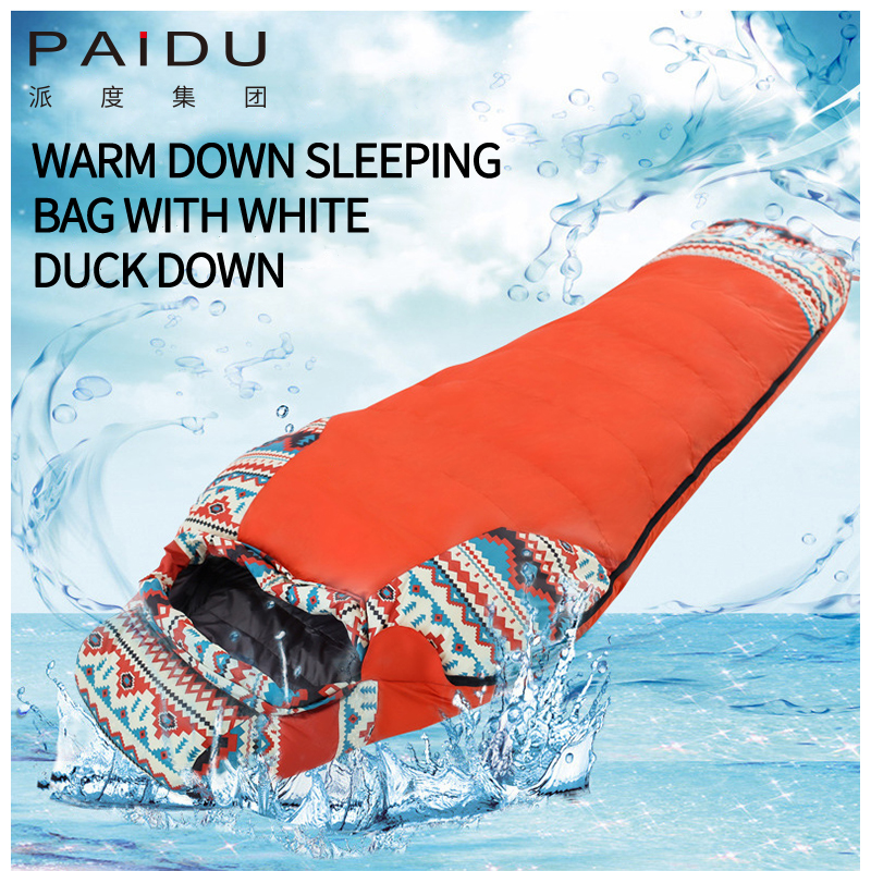 Paidu 220 * 80 * 50cm Adult down sleeping bag, outdoor camping sleeping bag, camping warm white duck down sleeping bag
