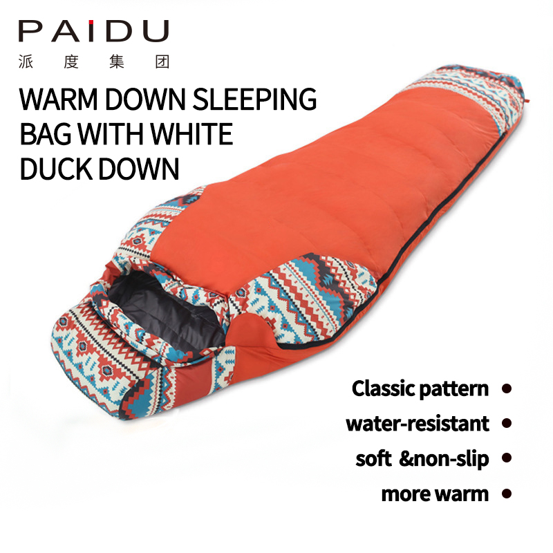 Paidu 220 * 80 * 50cm Adult down sleeping bag, outdoor camping sleeping bag, camping warm white duck down sleeping bag