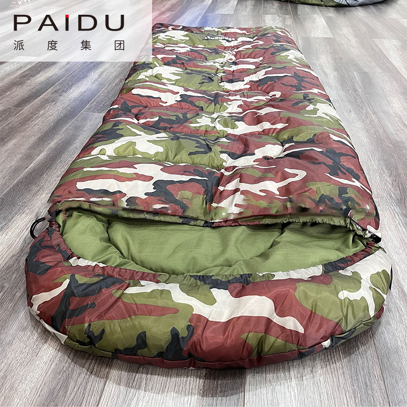 Paidu Sleeping Bag Spring And Autumn Camping Camping Windproof Warm Cotton Sleeping Bag Outdoor 170T Green Hooded Custom