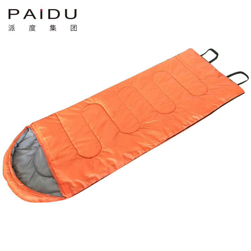 Paidu Envelope With Hat Sleeping Bag Manufacturers Wholesale Spring And Autumn Outdoor Four Seasons Adult Thickened Warm Lunch Ultra-Light Can Reach Orange